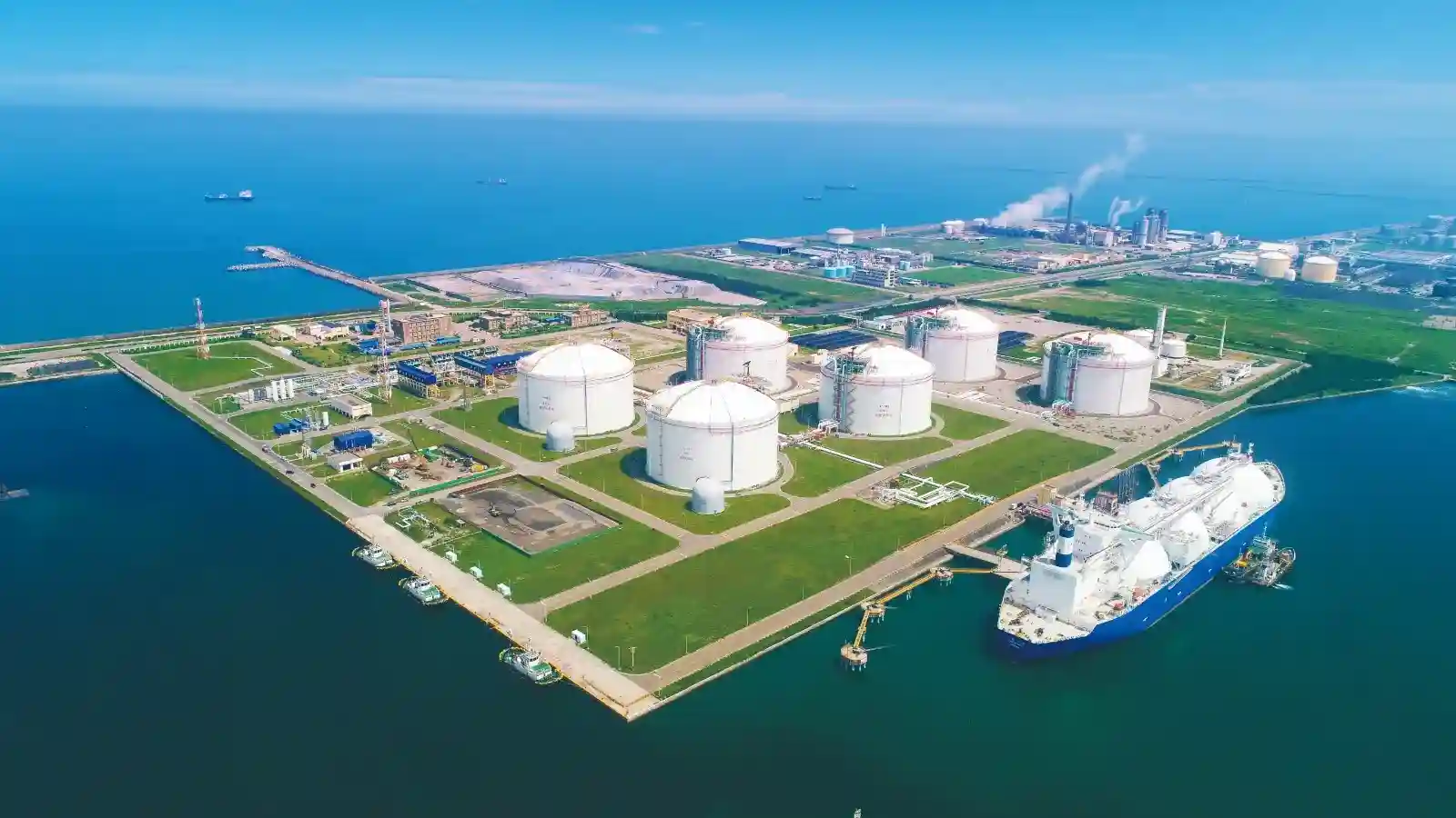 Chhara Port, Gujarat — a greenfield deep-water port with a 1.2 km marine jetty and India's largest LNG storage tanks, developed by the Gujarat Maritime Board and built by Afcons Infrastructure. The regasification terminal has a capacity of 5 million tonnes per annum, expandable to 10. Conash supplied Flyash for the port's marine and terminal infrastructure works.